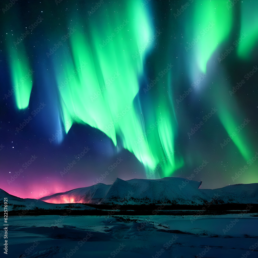 Aurora Borealis Delight. Striking Northern Lights Image