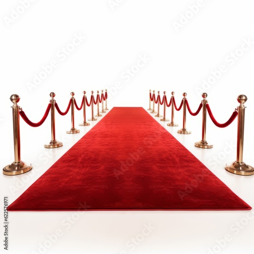 a red carpet with gold barriers creating a glamorous entrance