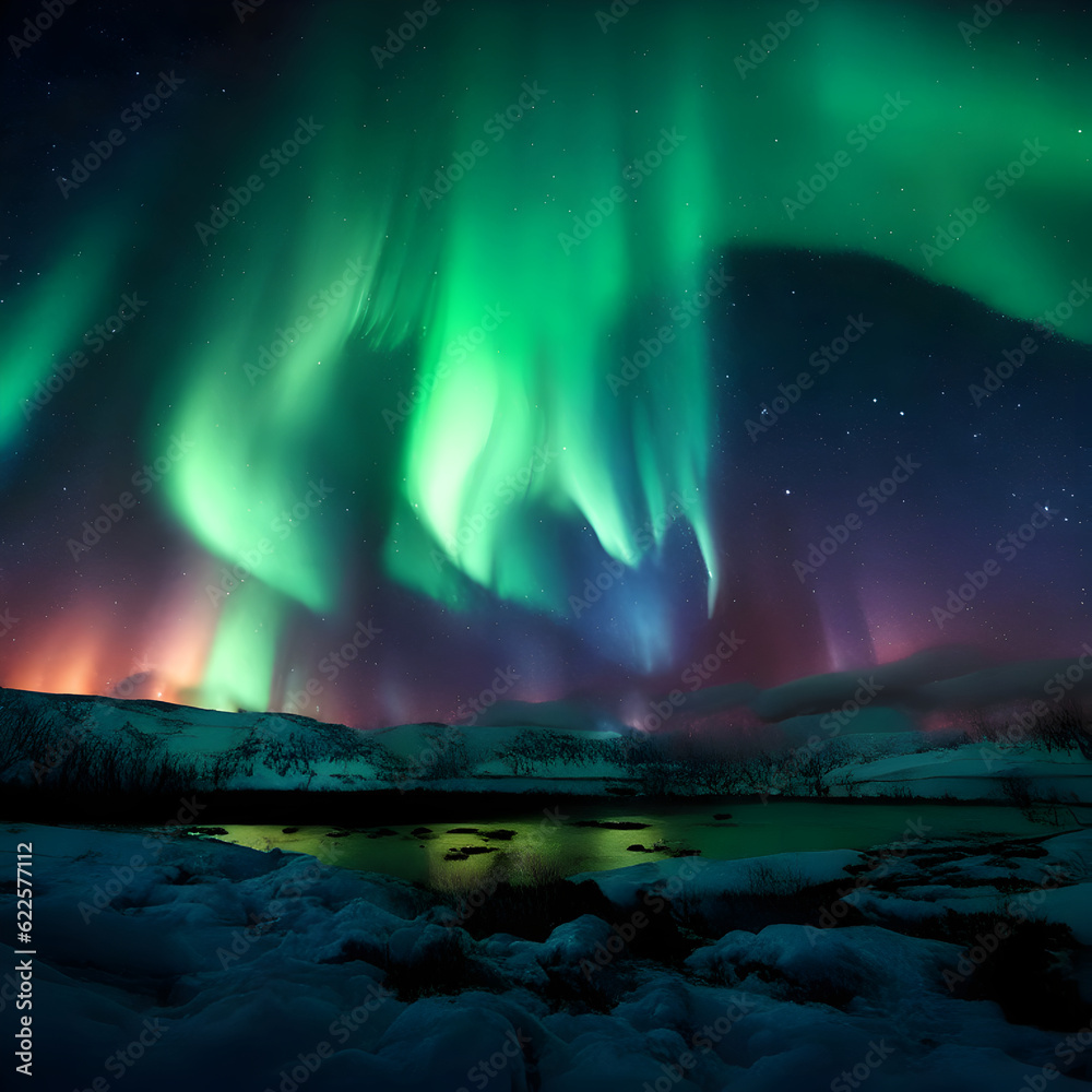 Aurora Borealis Delight. Striking Northern Lights Image