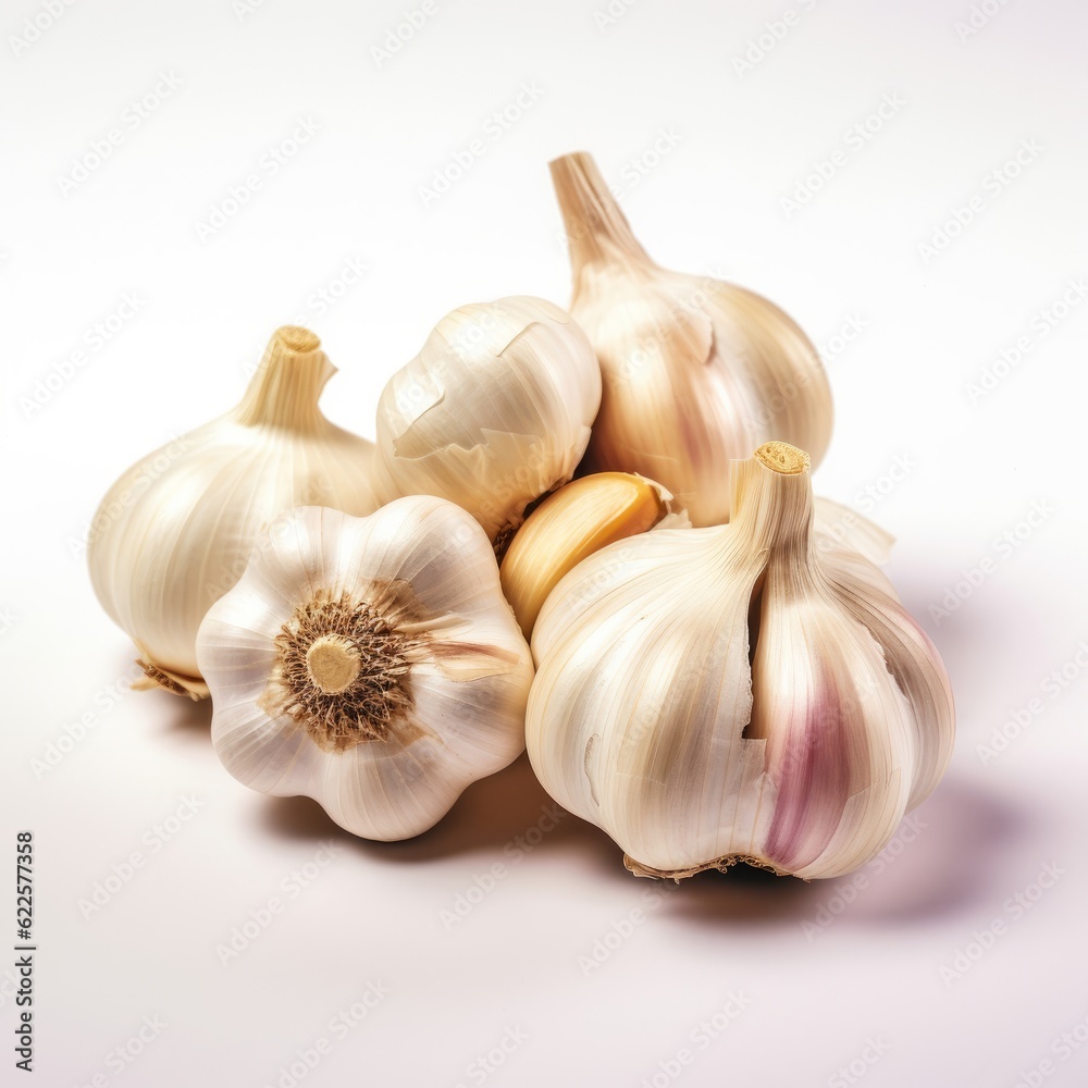 a pile of garlic on a white background a pile of garlic on a white background
