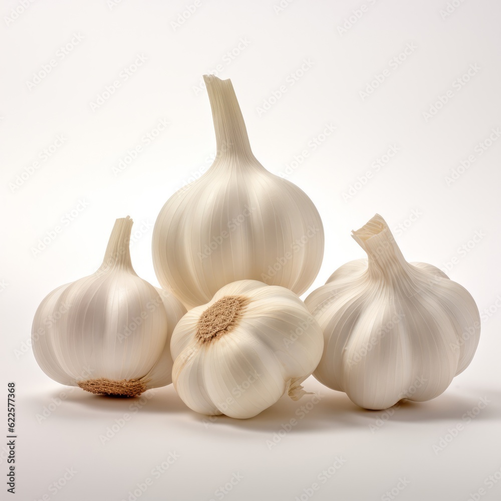 Fototapeta premium a pile of garlic on a white background
