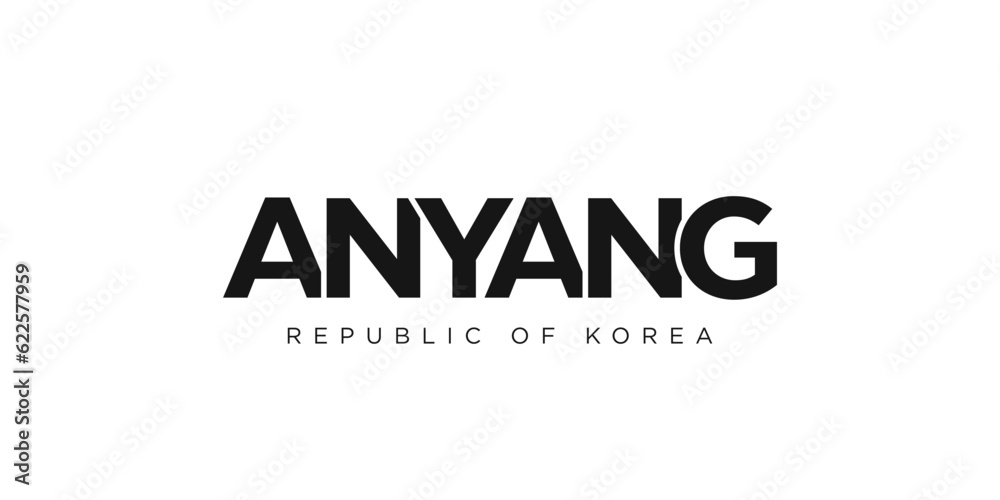 Anyang in the Korea emblem. The design features a geometric style, vector illustration with bold typography in a modern font. The graphic slogan lettering. Anyang in the Korea emblem. The design features a geometric style, vector illustration with bold typography in a modern font. The graphic slogan lettering.