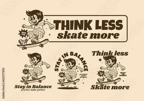 Mascot character design of a guy jumping on skateboard