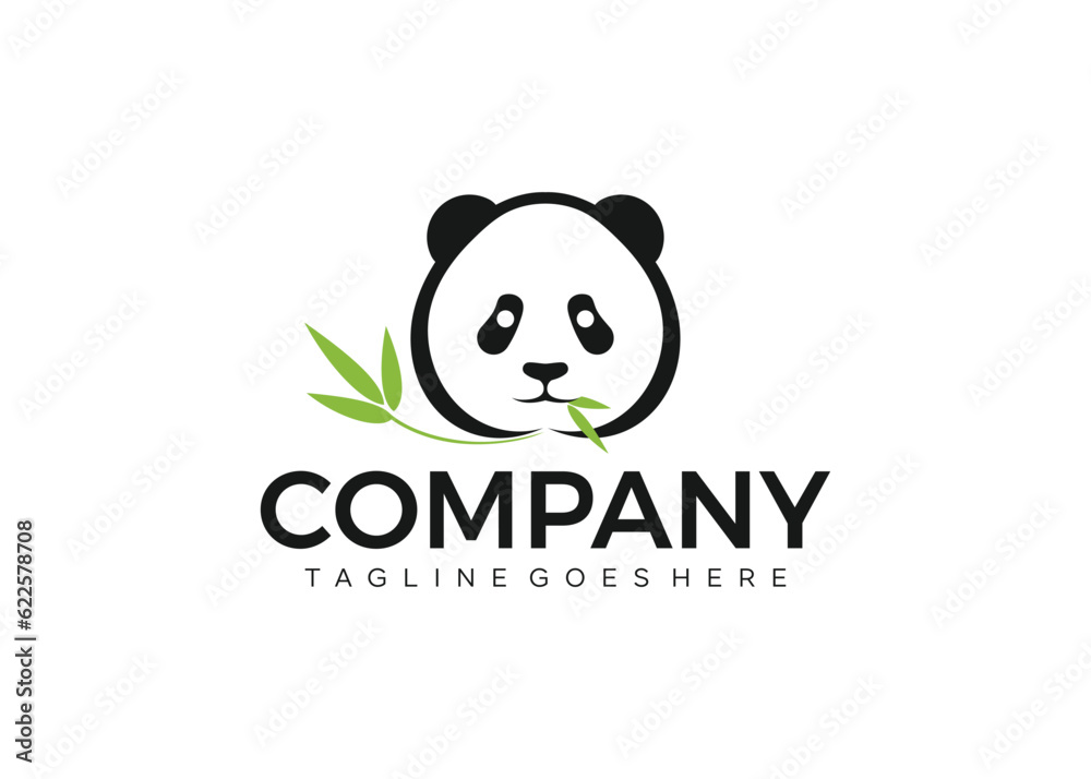 Panda eats bamboo logo design vector Panda eats bamboo logo design vector
