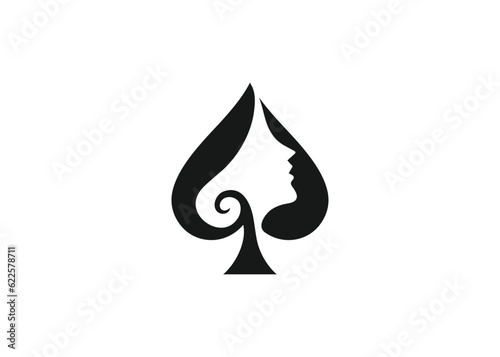 Women poker logo design vector, bridge, cards, spades