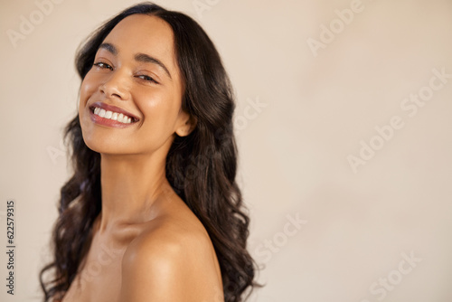 Print op canvas Beauty portrait of young mixed race woman