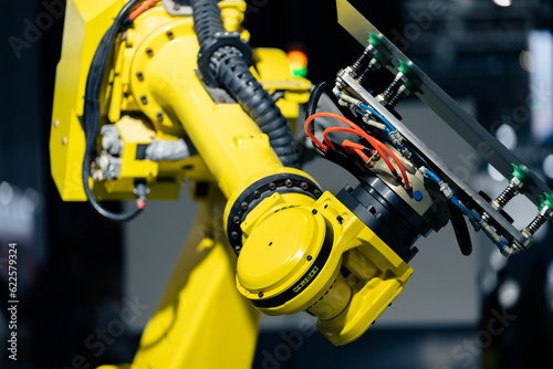 robot arm working in car factory