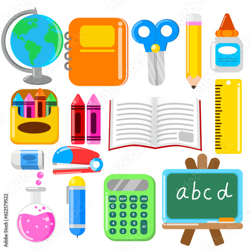 school supplies element vector set