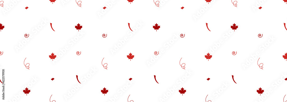 Red maple seamless pattern. Transparent background.