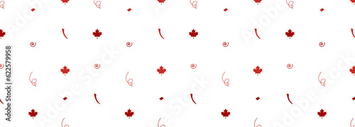 Red maple seamless pattern. Transparent background.