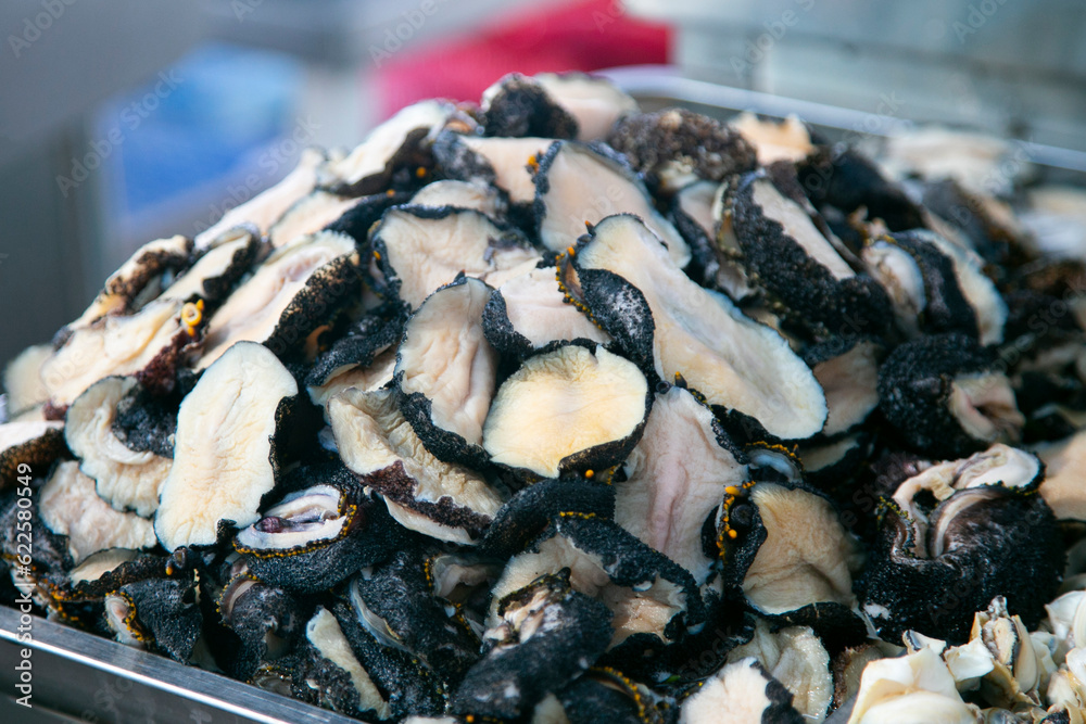 Peruvian crustaceans and mollusks. Fish stalls at Sant Camilo food market in Arequipa, Peru. Peruvian crustaceans and mollusks. Fish stalls at Sant Camilo food market in Arequipa, Peru.