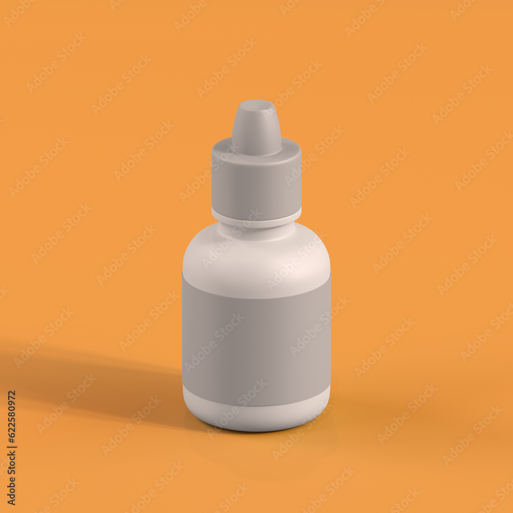 Monochrome Bottle on Orange Background, 3d Rendering Monochrome Bottle on Orange Background, 3d Rendering