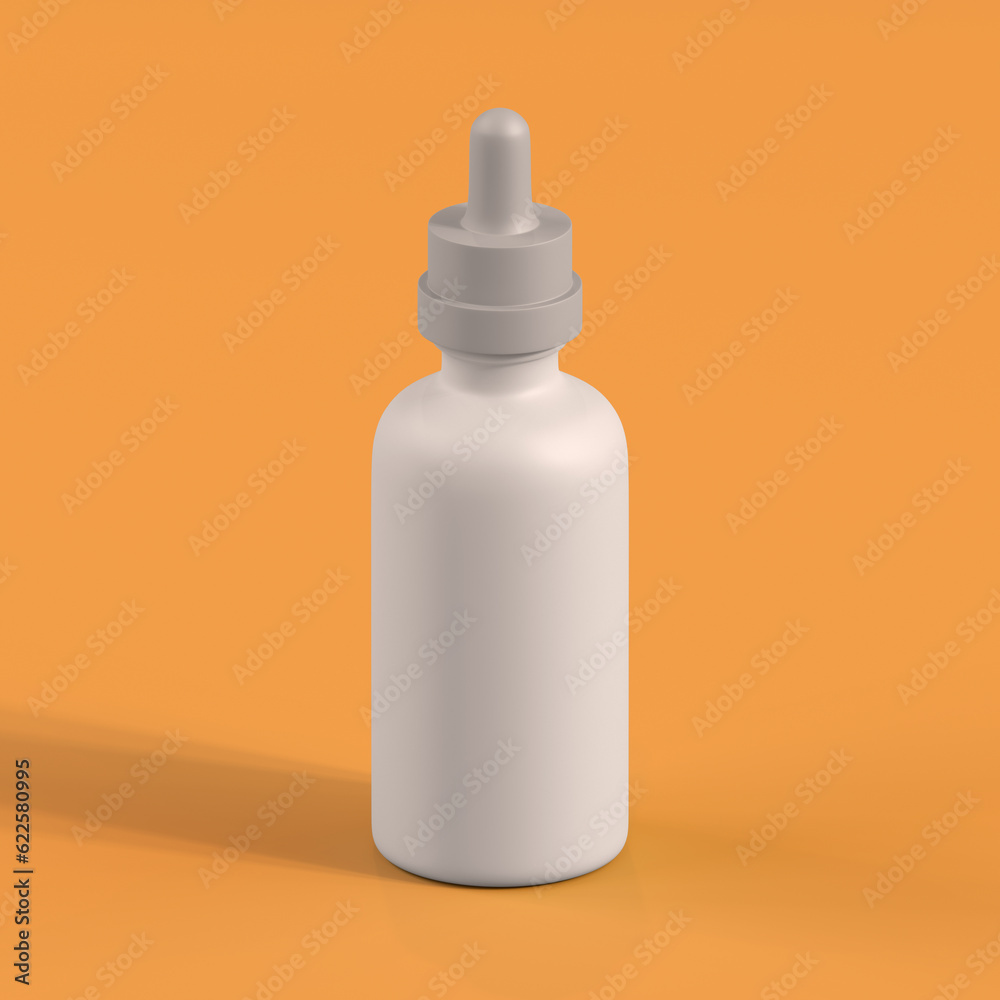 Monochrome Bottle on Orange Background, 3d Rendering Monochrome Bottle on Orange Background, 3d Rendering