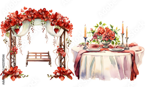 collection of wedding decorations. generative ai