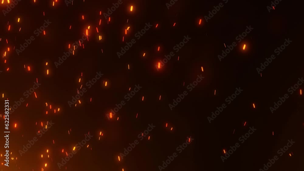 background of fire ash flying in the air black background
