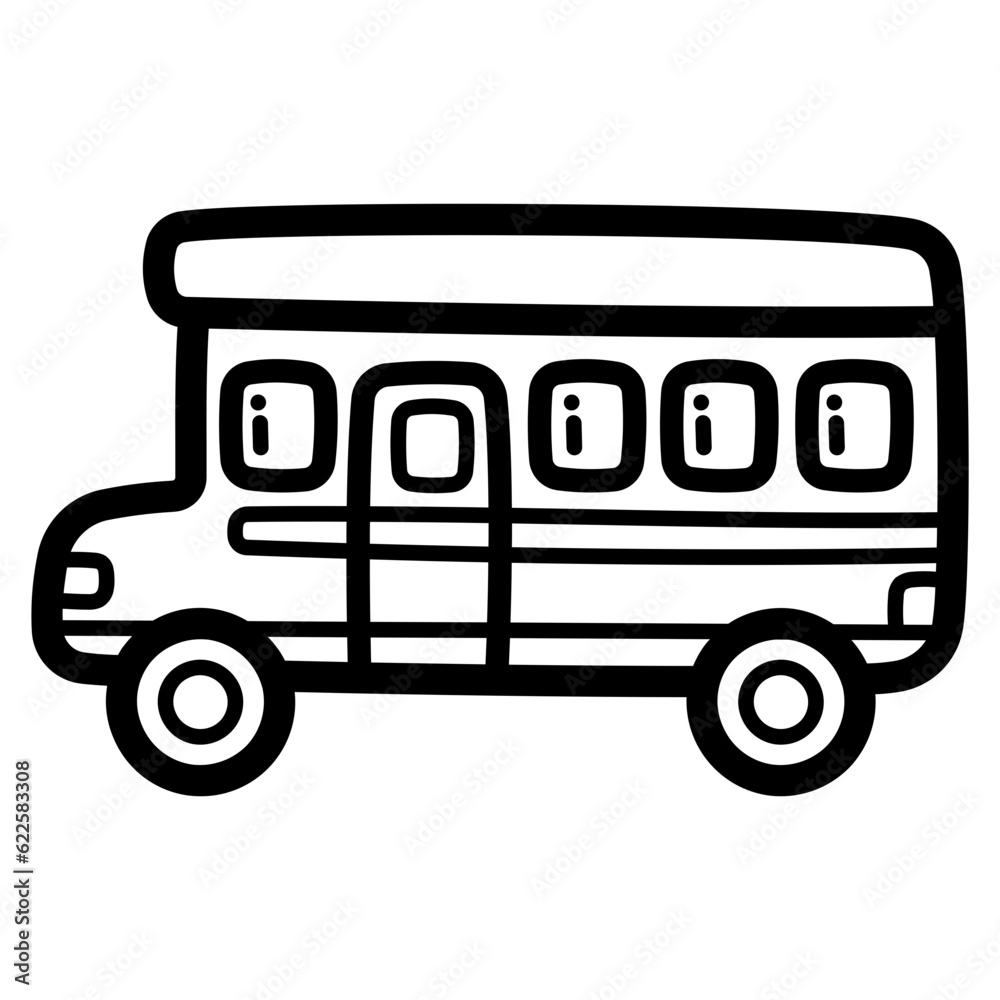 School bus line icon style