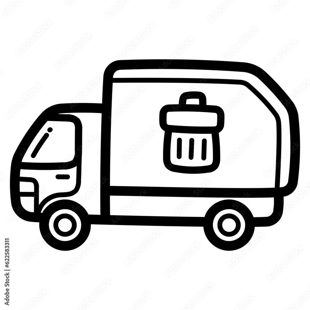 garbage truck line icon style