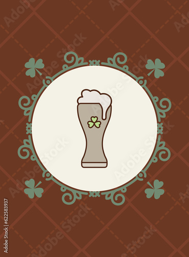 Digital png illustration of green shamrock and beer on transparent background
