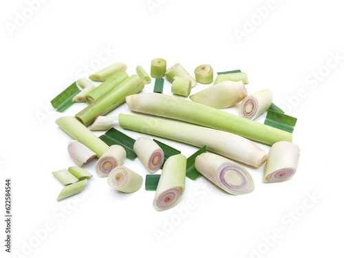 Fresh organic lemongrass isolated on a white background. 