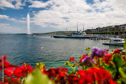 Jet d’eau on a beautiful summer day in  Geneva © schame87