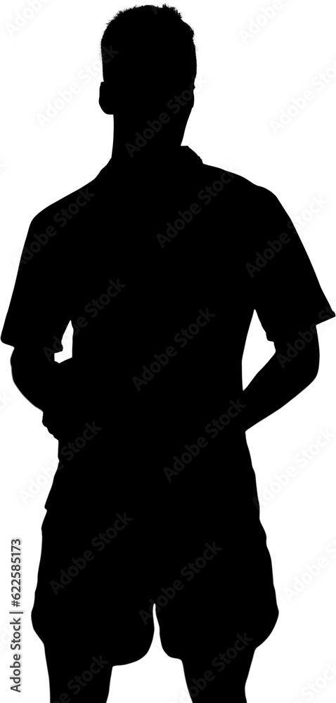 Digital png silhouette image of male football player on transparent background