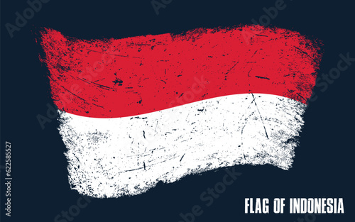 vintage Indonesia flag Grunge effect with brush stroke