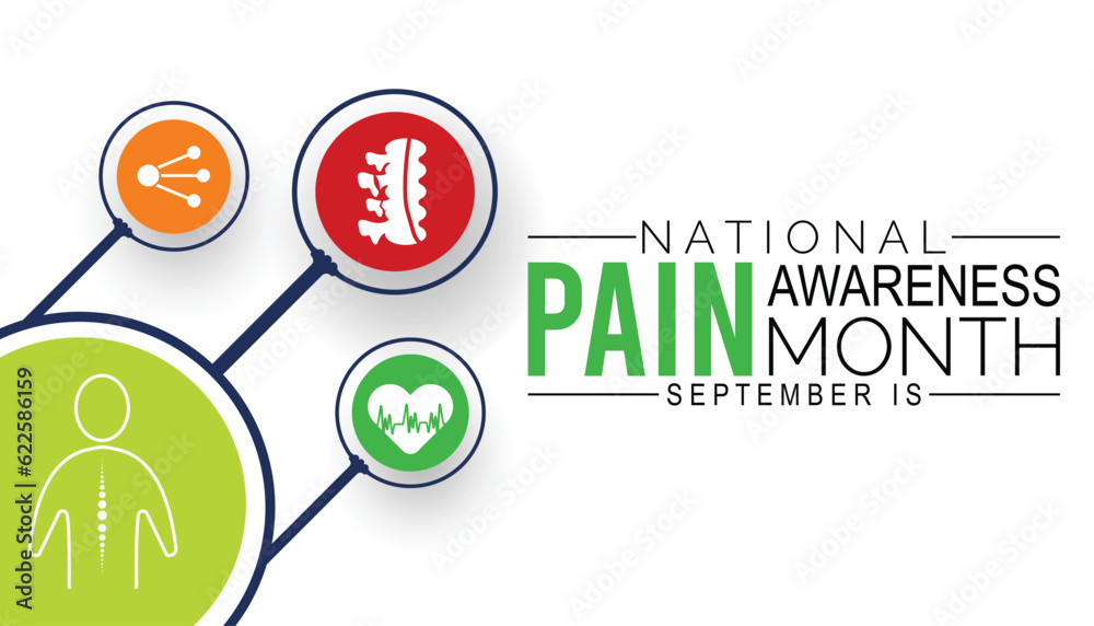 Pain awareness month is observed every year in September. Medical Banner. Pain awareness month is observed every year in September. Medical Banner.