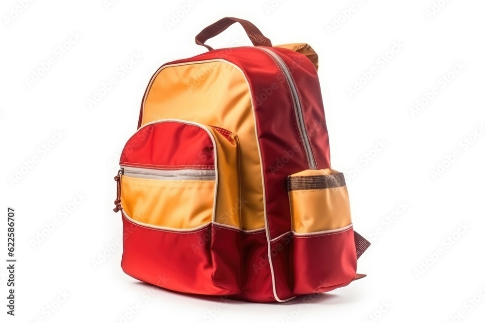 School backpack isolated. Back to school. Generative AI School backpack isolated. Back to school. Generative AI