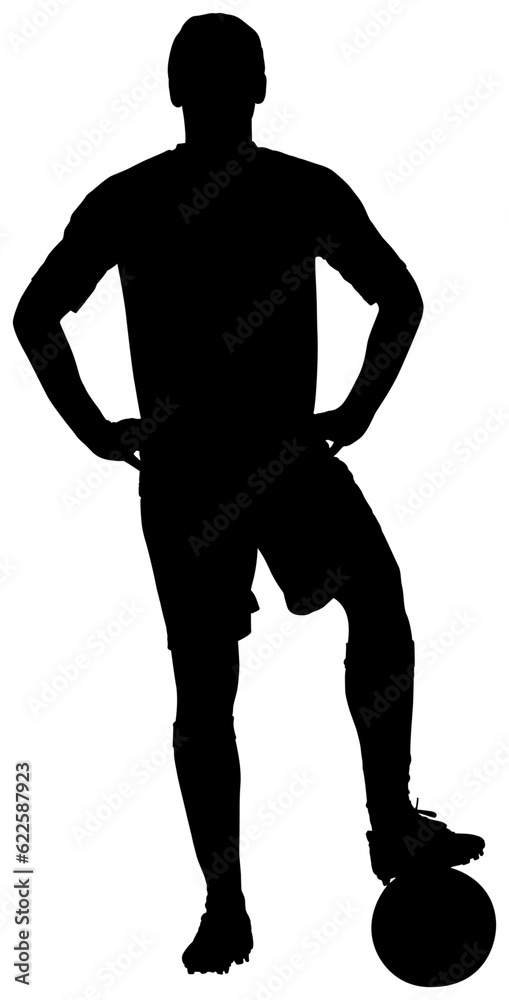 Digital png silhouette image of male football player on transparent background