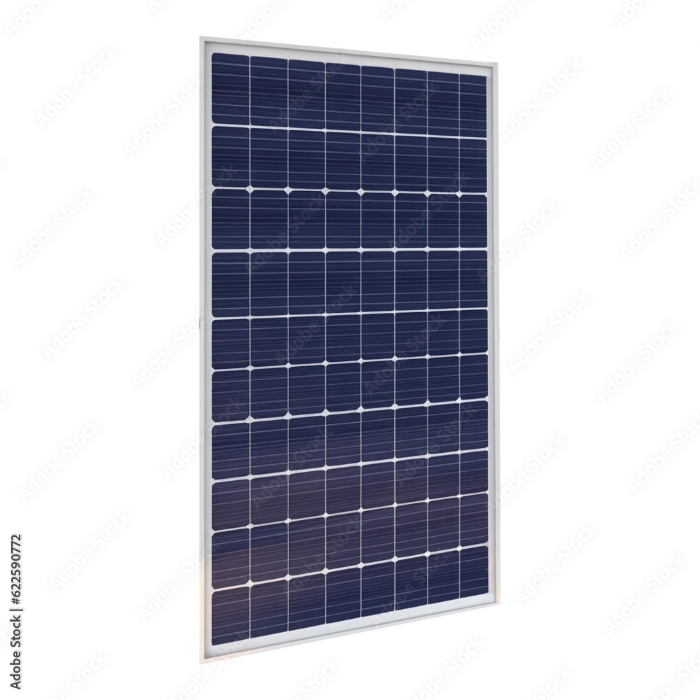 Illustration of a single blue solar panel on a white background. Generative Ai. Illustration of a single blue solar panel on a white background. Generative Ai.