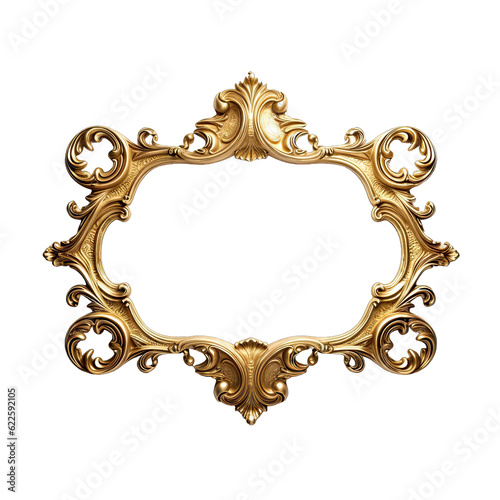Golden picture frame baroque style. Vintage art object 4