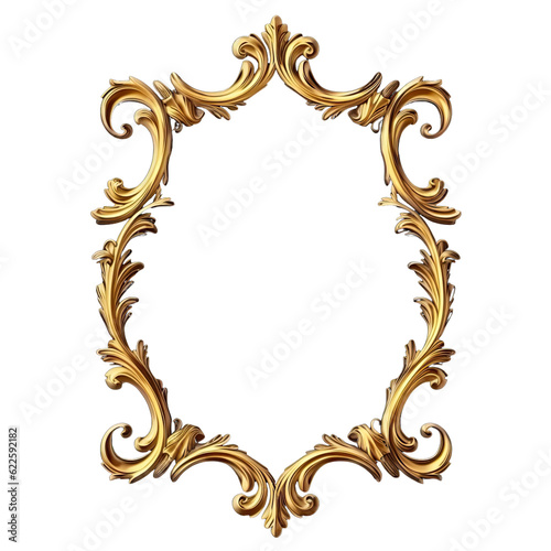 Golden picture frame baroque style. Vintage art object 5