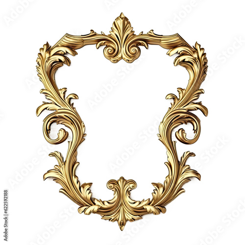 Golden picture frame baroque style. Vintage art object 6