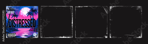 Vintage grunge paper texture for cd album cover. Old worn edges overlay distressed background. Torn and crumpled pattern for poster or vinyl album mockup. Vector illustration of rough aged look design