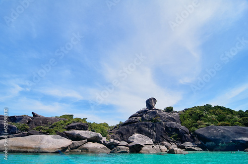 Beautiful landscape with rocks, cliffs, tropical beach. Similan, Thailand.