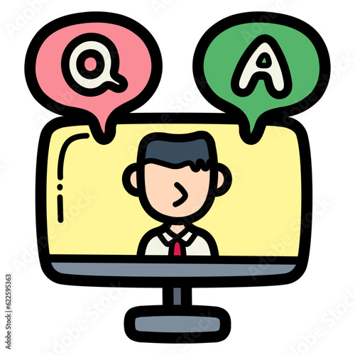 video conference filled outline icon style