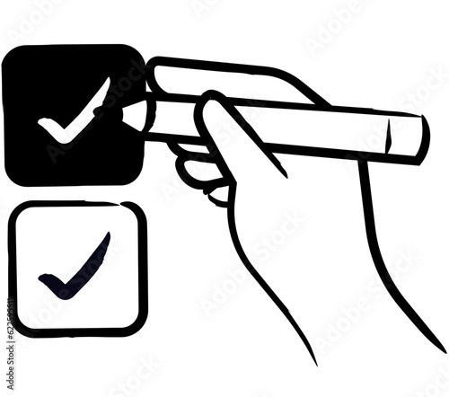 Hand with pencil checking boxes