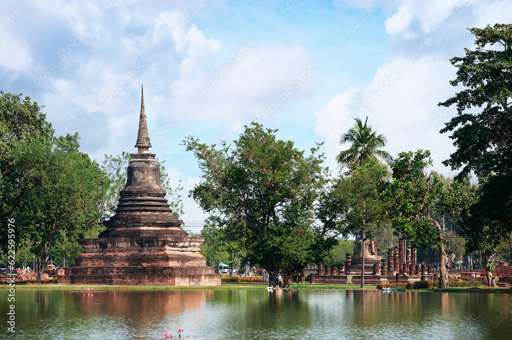 Sukhothai, Pagoda at Wat Chana Songkhram temple,One of the famous temple in Sukhothai,Temple in Sukhothai Historical Park, Sukhothai Province,Thailand. UNESCO world heritage
