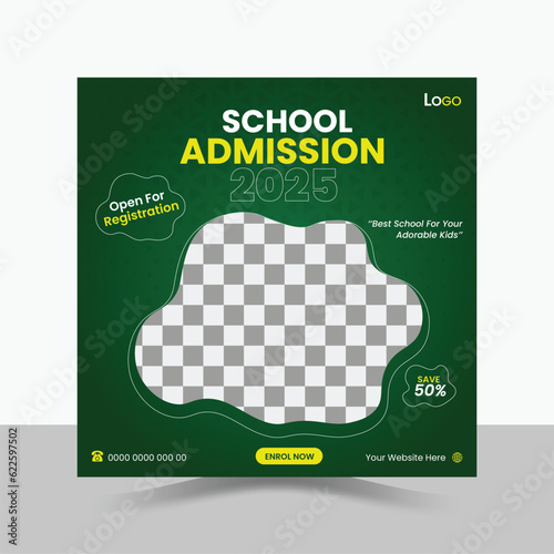 School Admission Social Media Post Design, Education Template.