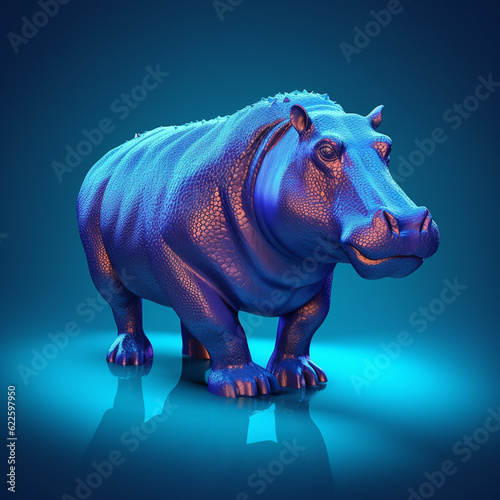 3D illustration of a hippopotamus