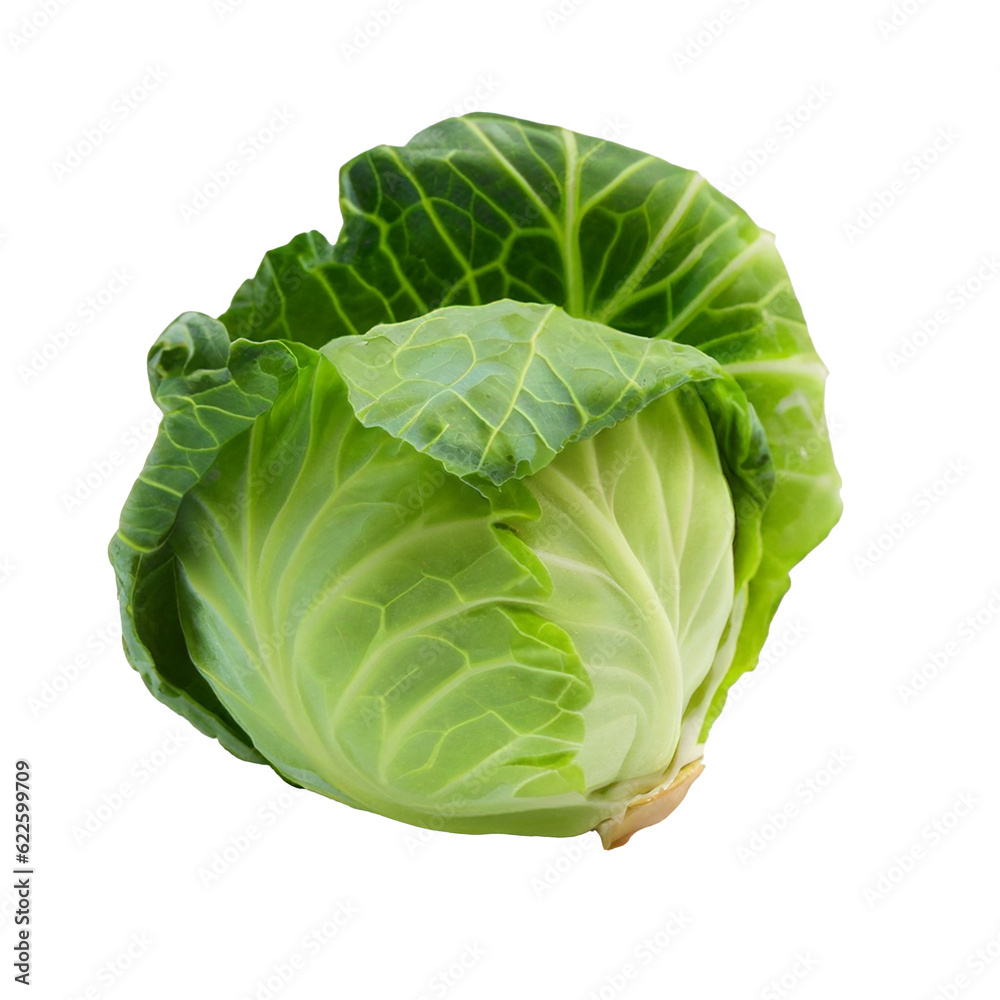 Fototapeta premium Green Cabbage On Transparent Background Ai Generated