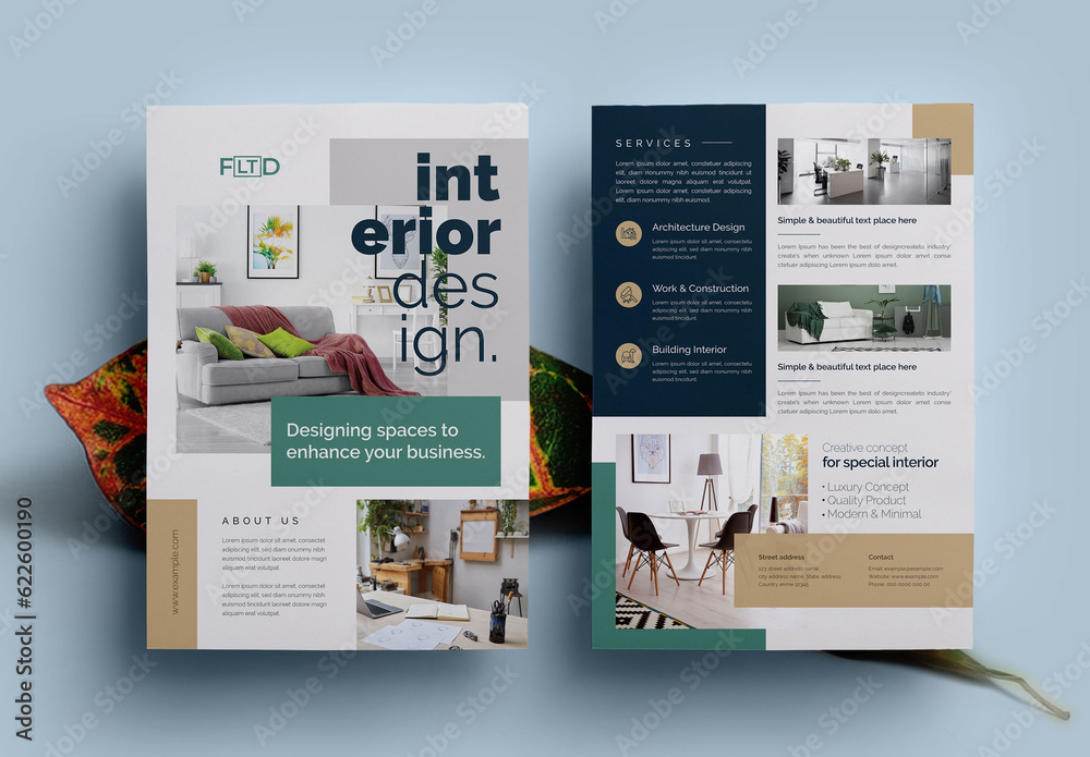 Interior Business Flyer Template Layout Stock Template | Adobe Stock