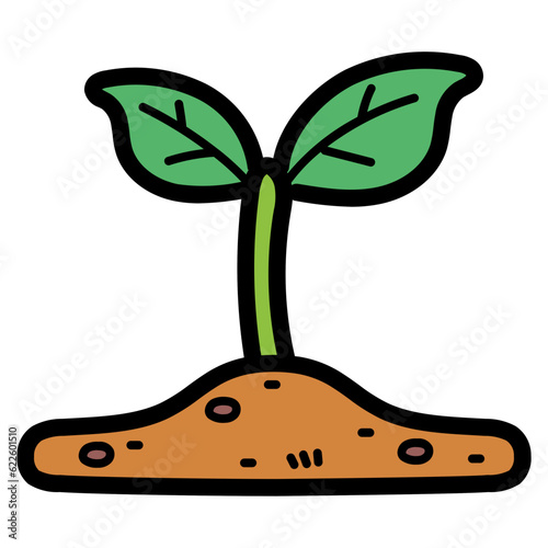 sprout filled outline icon style