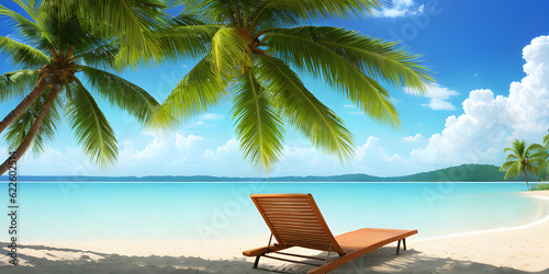 Summer beach concept background fresh clean display fun happy day with relax chair
