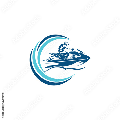 Vector Concept of logo for high-speed jet ski