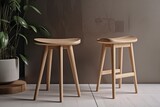 a two legged wooden stool with a white background was isolated. Generative AI