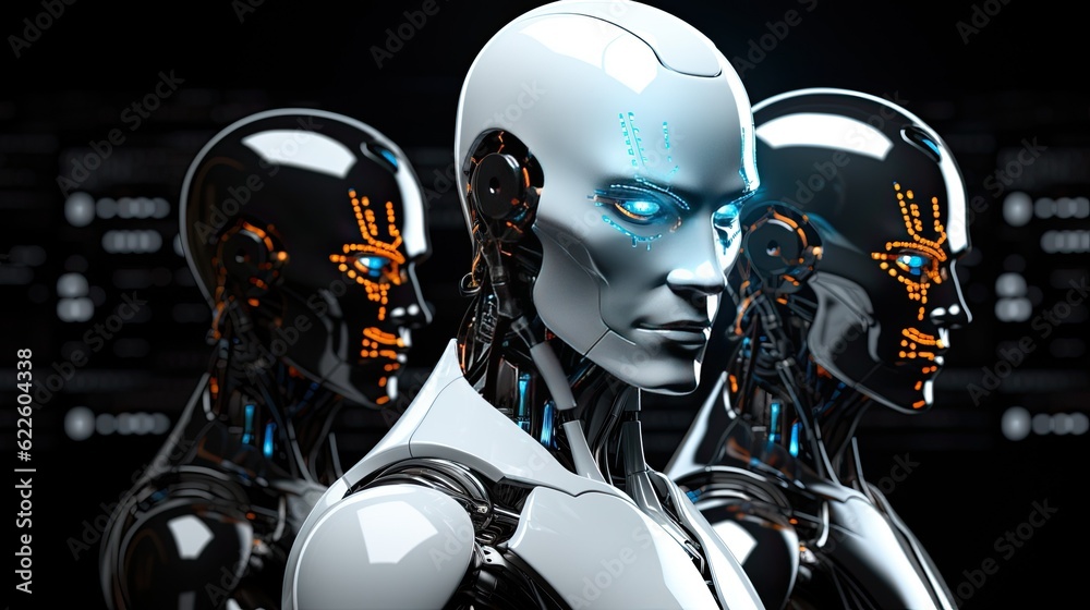 robot humanoid px renders robot images in pxe, in the style of glowing lights robot humanoid px renders robot images in pxe, in the style of glowing lights