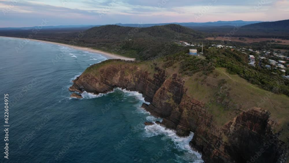 Crescent Head - Goolawah Beach - Pebbly Beach - New South Wales- NSW - Australia - First Light Aerial Shot Crescent Head - Goolawah Beach - Pebbly Beach - New South Wales- NSW - Australia - First Light Aerial Shot