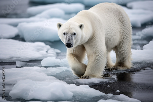 Polar bear walking on ice sheet generative AI