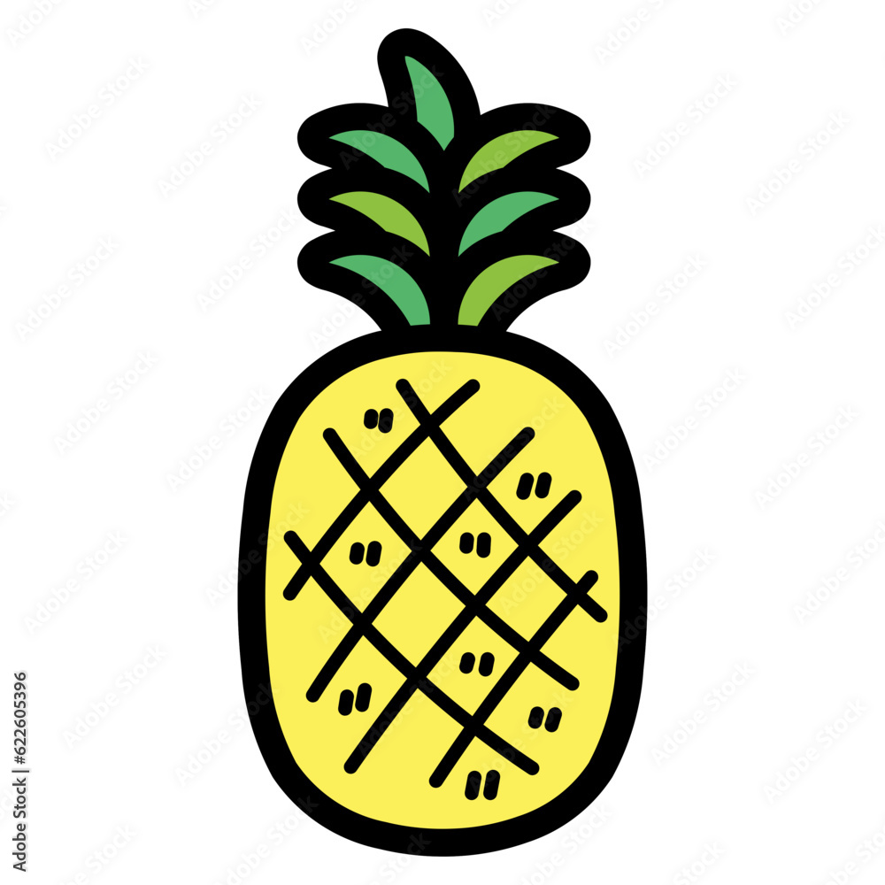 Pineapple filled outline icon style Pineapple filled outline icon style